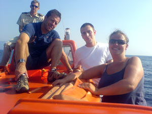 Steve, Sparky & Claire on the ship's tender