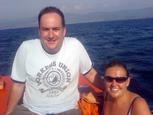 Gareth & Claire on the ship's tender